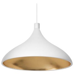 Swell XL Single Wide LED Pendant Lamp in White and Brass by Pablo Designs