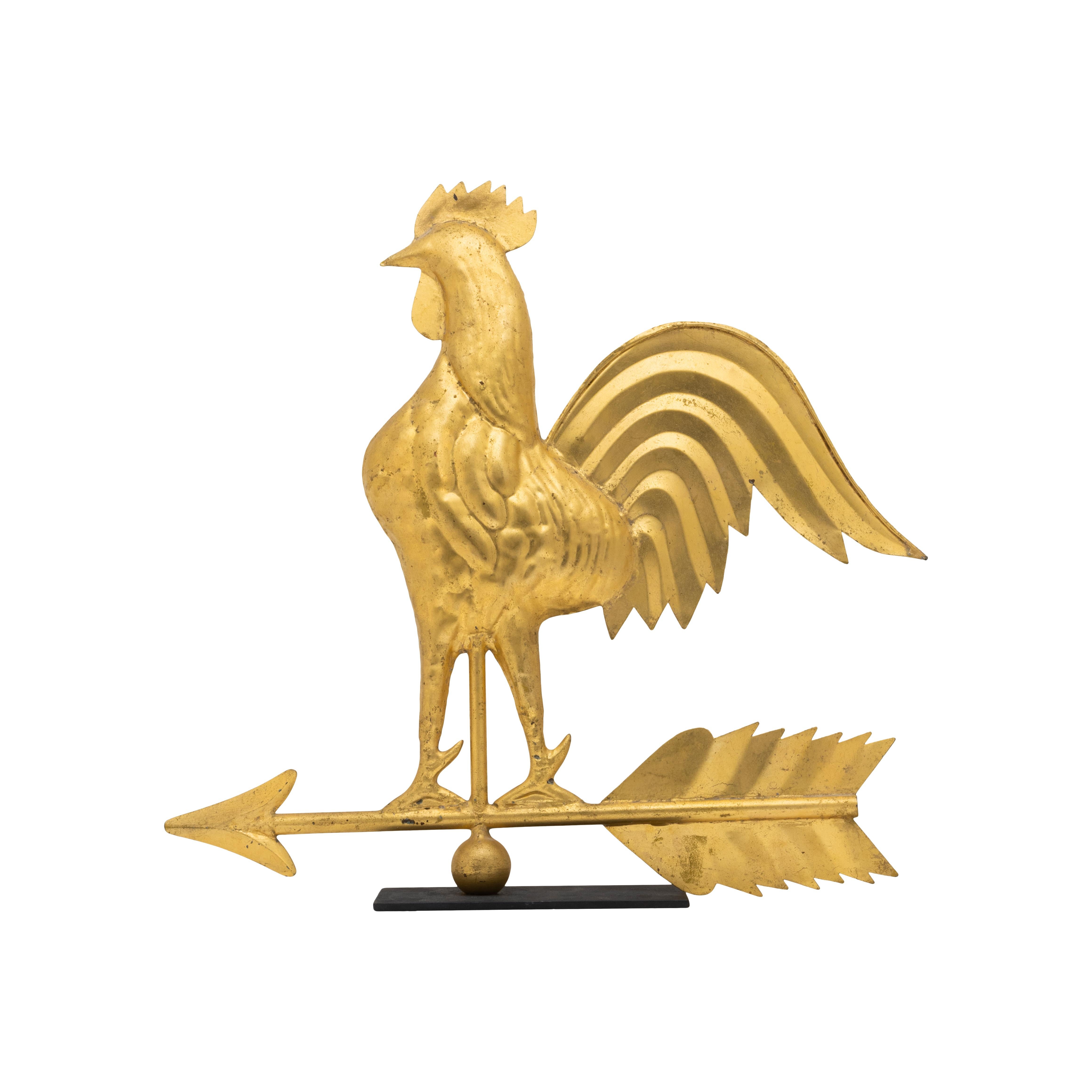 20th Century Swelled Copper Rooster Weather Vane For Sale
