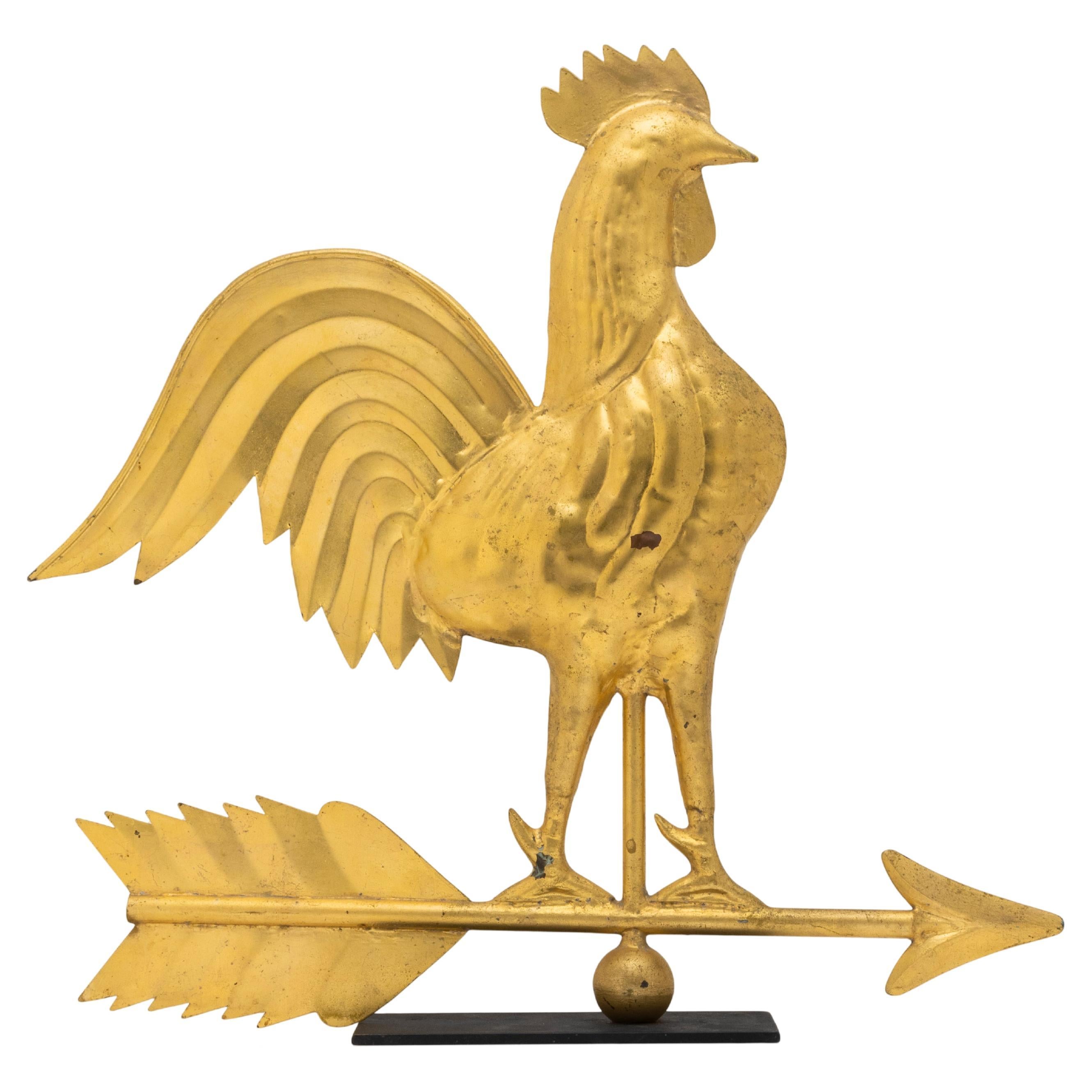 Swelled Copper Rooster Weather Vane For Sale