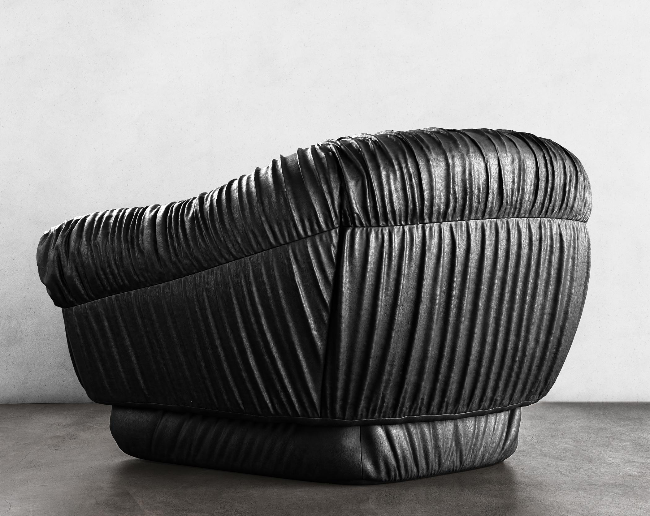 SWERVE LOUNGE CHAIR – modernes Design aus schwarzem Lammfell (amerikanisch) im Angebot