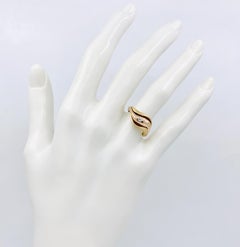 "Swerve" Wavy Band in Brushed 14K Yellow & Polished 18K Rose Gold with Diamond