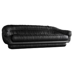 SWERVE SOFA - Modern Sofa in Black Faux Lambskin