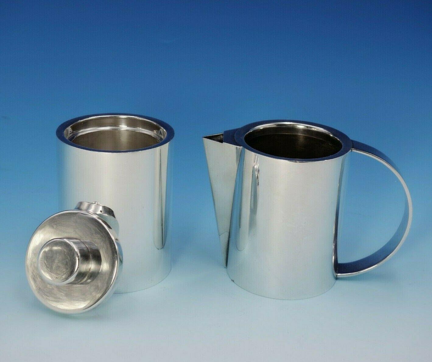 Service à thé en argent sterling Swid Powell Collection de Guido Galbiati, 4 pièces, Modèle moderne n° 3251 1