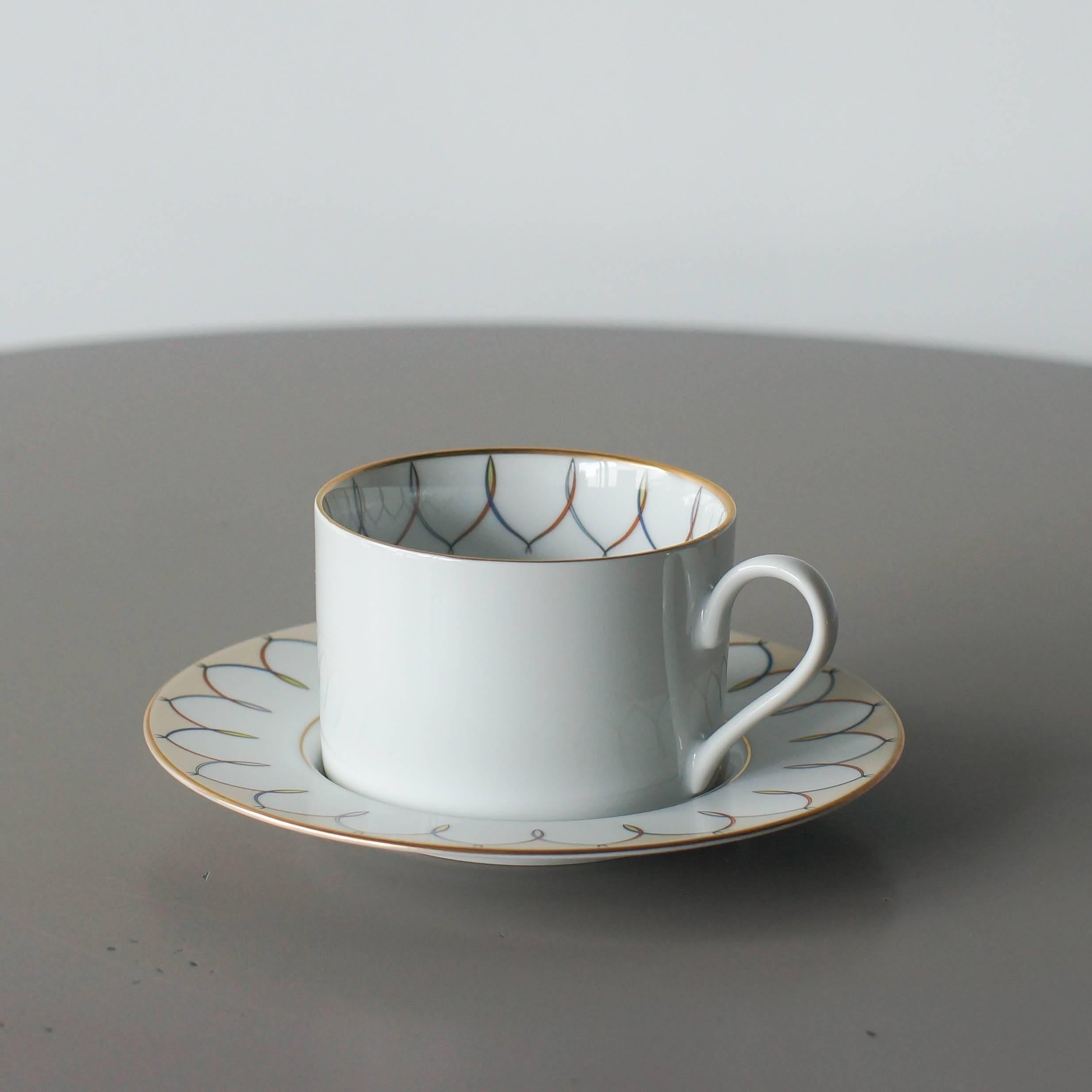 Post-Modern Swid Powell Cup Saucer and Three Plates Postmodern 