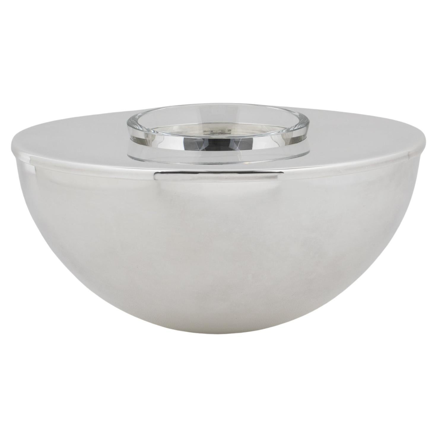 Moderne Swid Powell for Calvin Klein Silver Plate and Crystal Caviar Bowl Dish Chiller (assiette réfrigérante en métal argenté et cristal) en vente