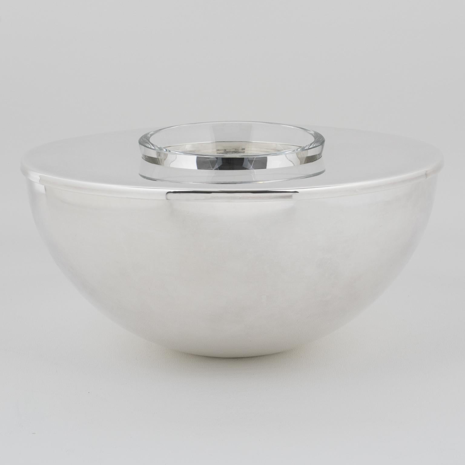 Moderne Swid Powell for A Calvin Klein Silver Plate Caviar Bowl Dish Chiller, circa 1980 en vente