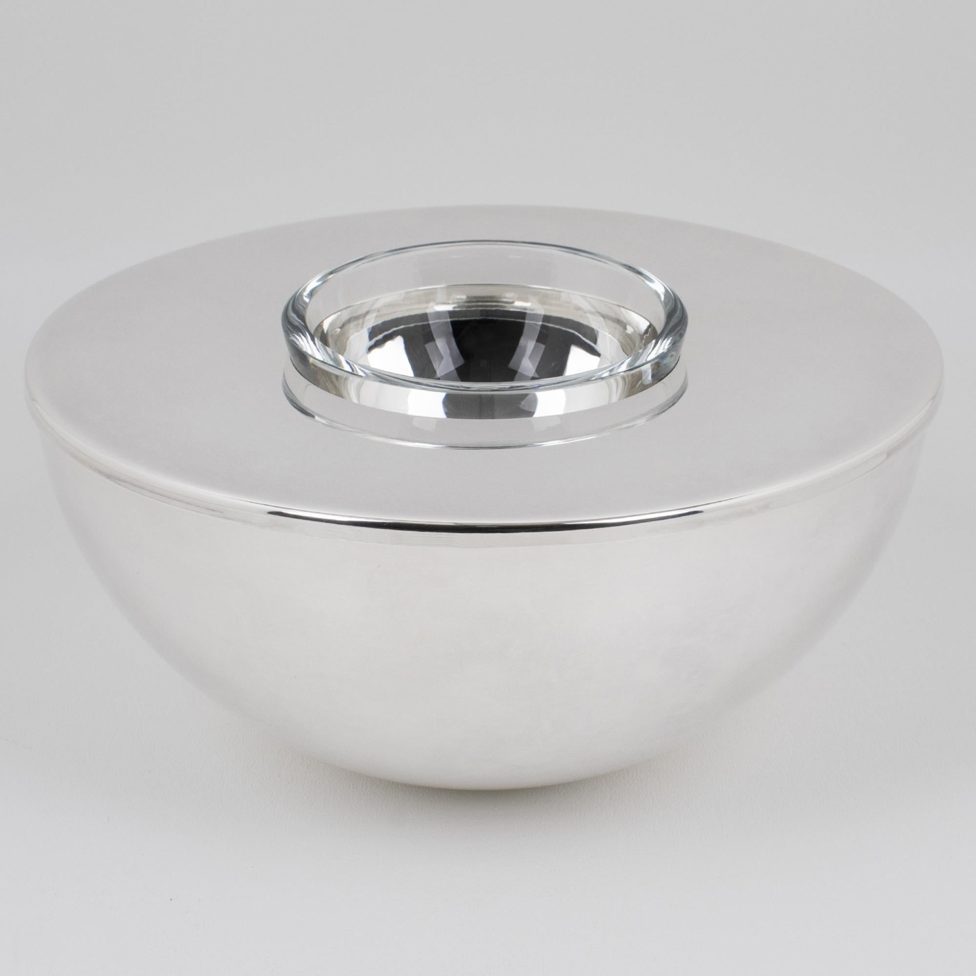 Swid Powell für Calvin Klein A. Silver Plate Kaviarschüssel Schüsselkühler, um 1980 (Moderne) im Angebot