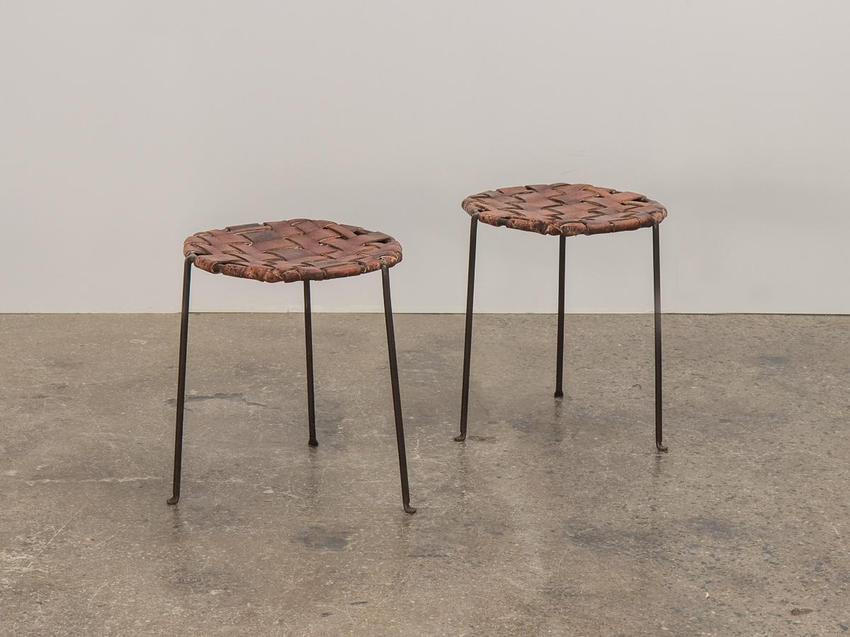 leather woven stools