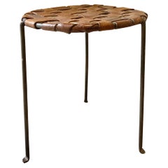Swift + Monell Iron + Woven Leather Minimalist Stool (Lila Swift Donald Monell)