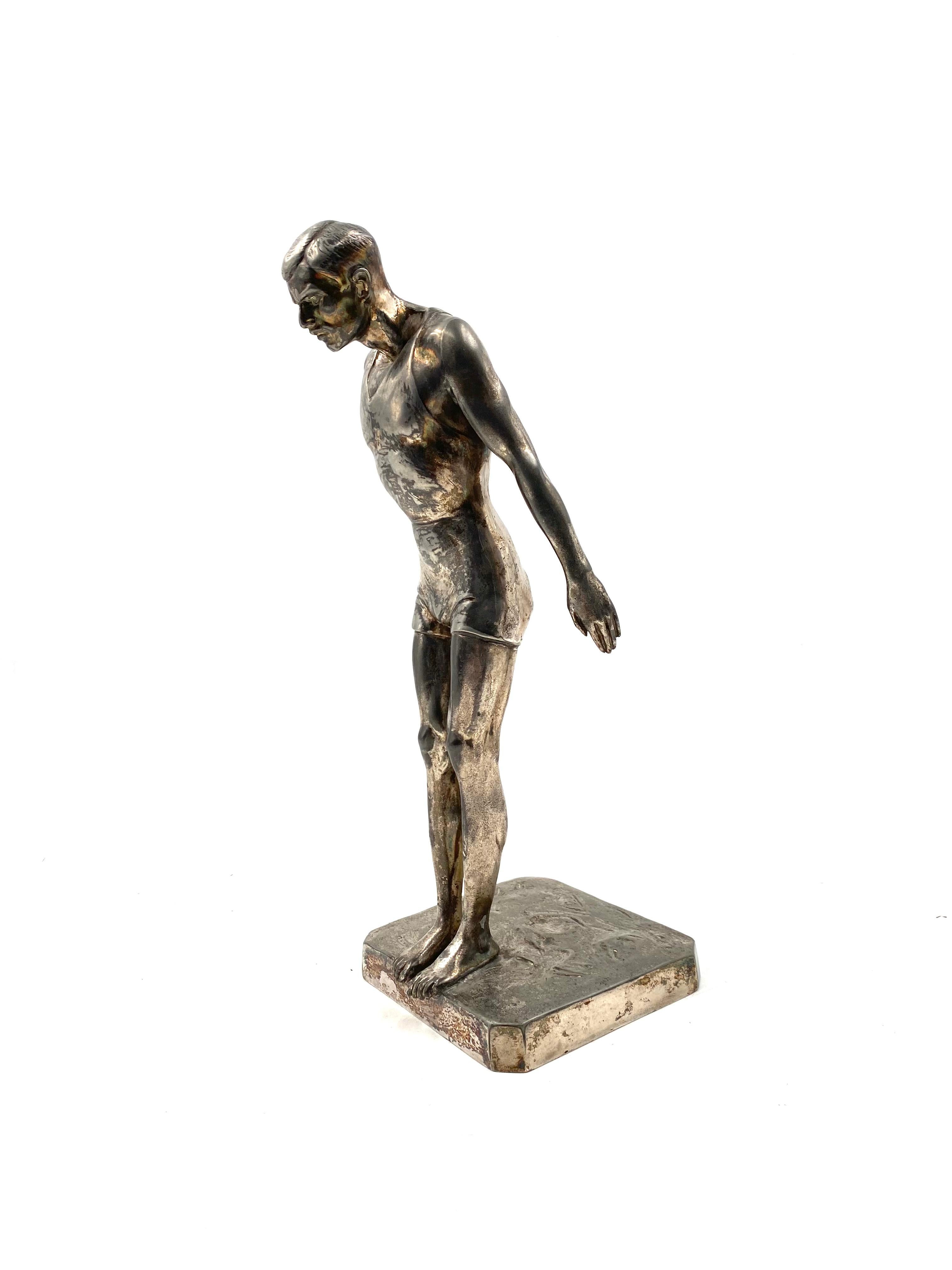 'Swimmer' Silver Plated Figure, Wilhelm Zwick for Kayser, circa 1930