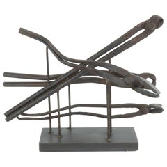 Vintage "Swimming Pliers" Contemporary, Cast Bronze Metal Sculpture by David Edelman