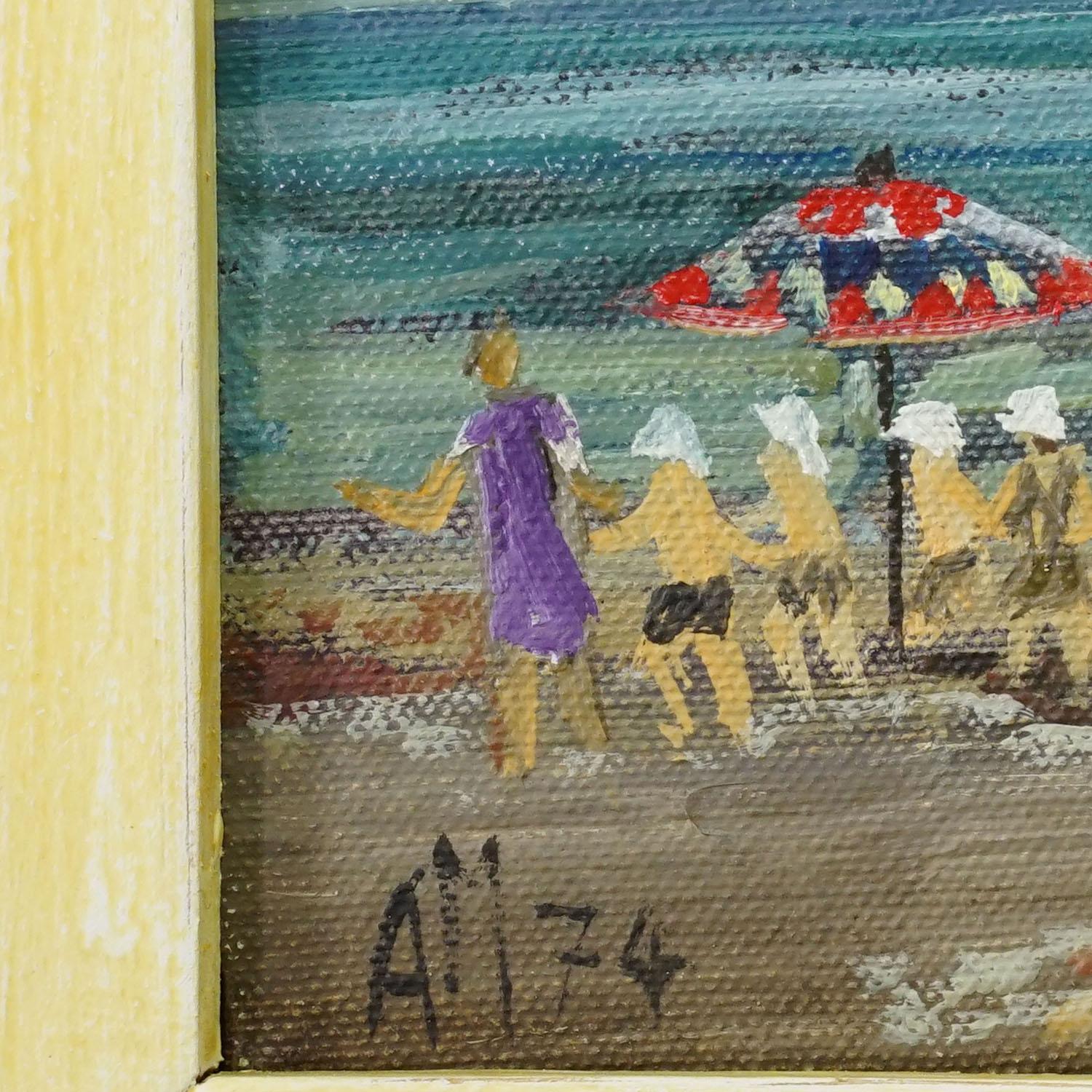 Schwimmschule am Meer, 1974 - Alexander Michael Ölgemälde (Ende des 20. Jahrhunderts) im Angebot