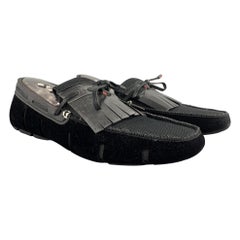 SWIMS Size 11 Black Mixed Materials Velvet Drivers Loafers