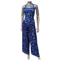 Costume da bagno e set di pantaloni in chiffon con stampa floreale indaco taglia 8/Med