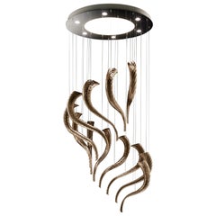 Swing7326 Suspension Lamp in Glass with Polished Chrome Finish, by Barovier&Toso