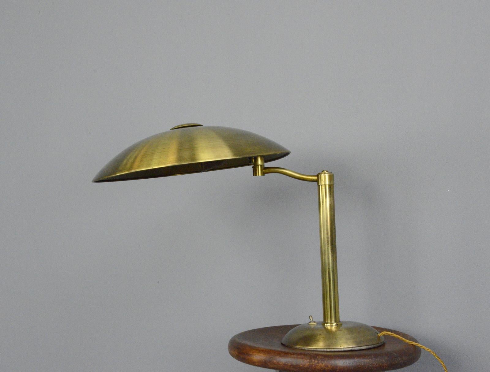 Swing Arm Brass Table Lamp by Hillebrand circa 1930s 4