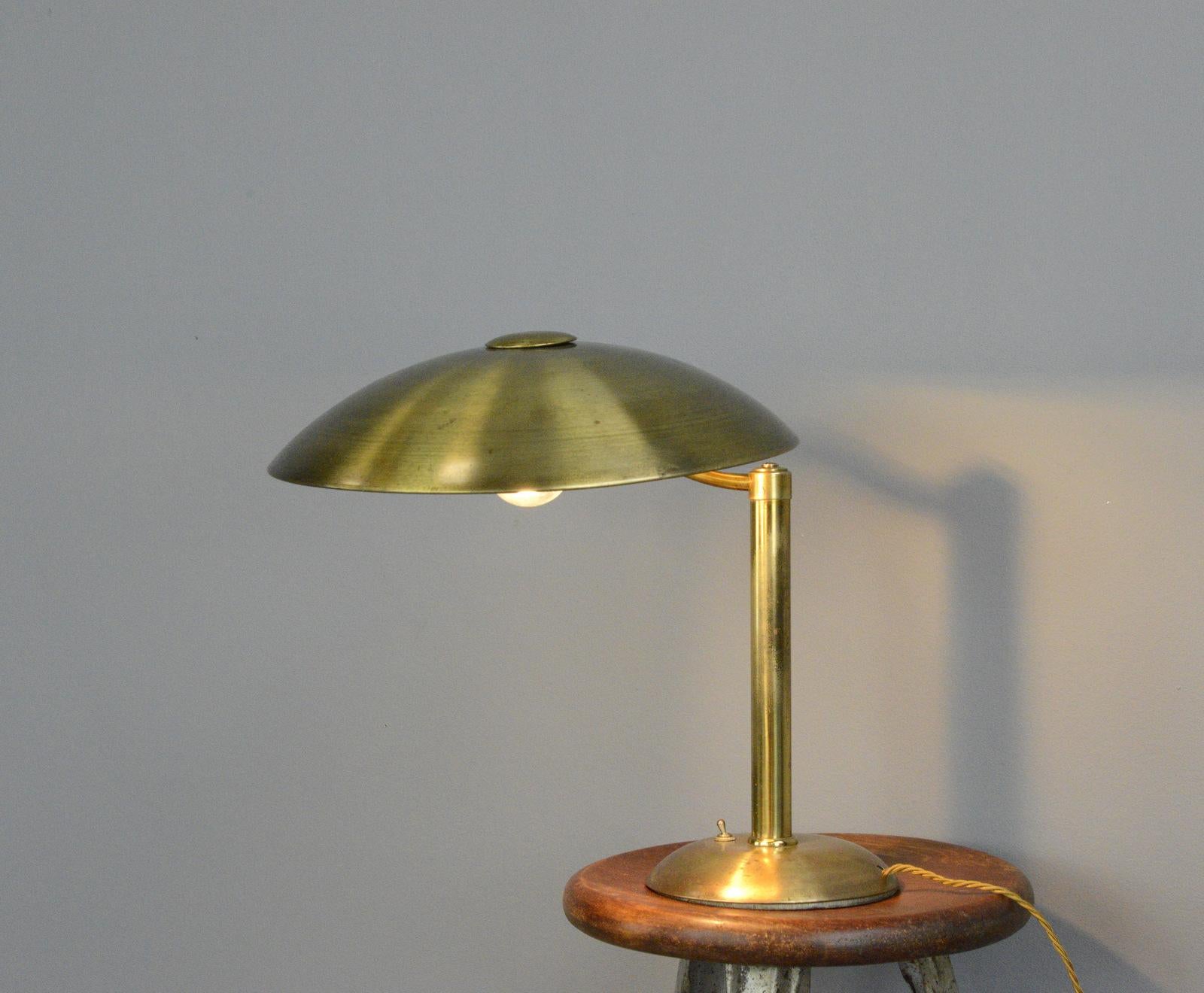 German Swing Arm Brass Table Lamp by Hillebrand circa 1930s