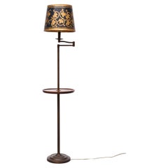Vintage Swing Arm Floor Lamp with Table, England