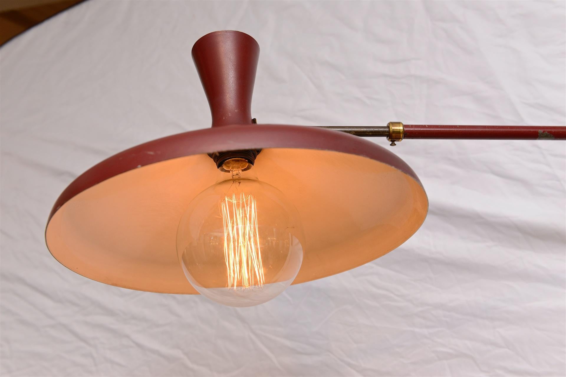 Swing Arm Wall Light with articulated shade Italy c1950 In Excellent Condition In London, GB