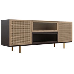 Swing Ash Wood Sideboard with Brass Legs