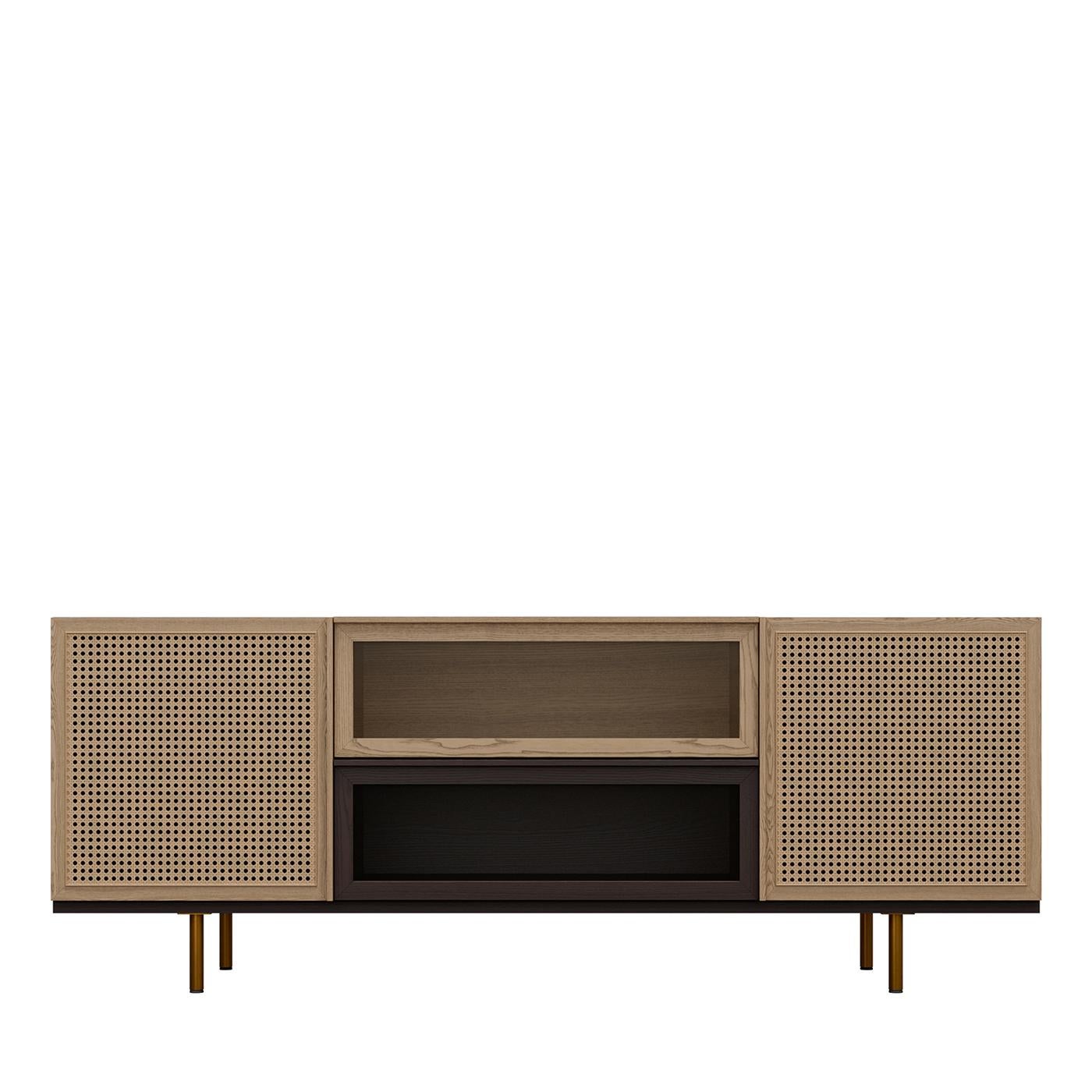 Swing Ash Wood Sideboard with Brass Legs In condizioni Nuovo in vendita a Milan, IT