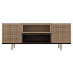 Swing Ash Wood Sideboard with Brass Legs