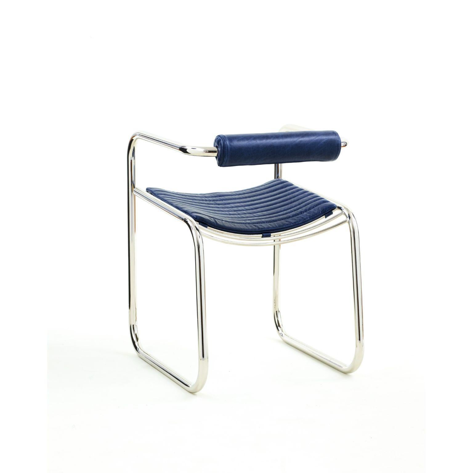Steel Swing Blue Chair by Rue Intérieure For Sale