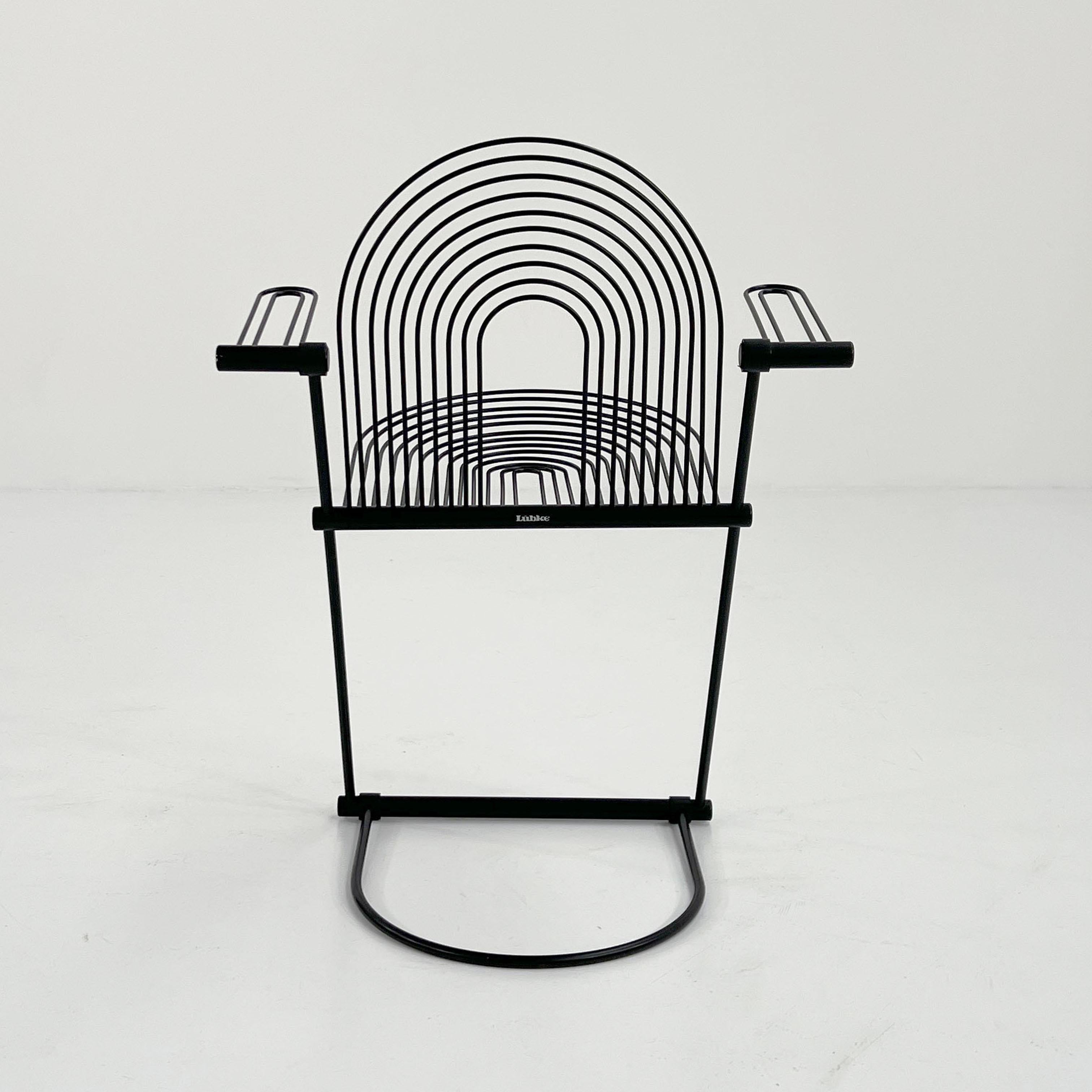 Metal Swing Chair with Armrests by Jutta & Herbert Ohl for Rosenthal Lübke, 1980s For Sale