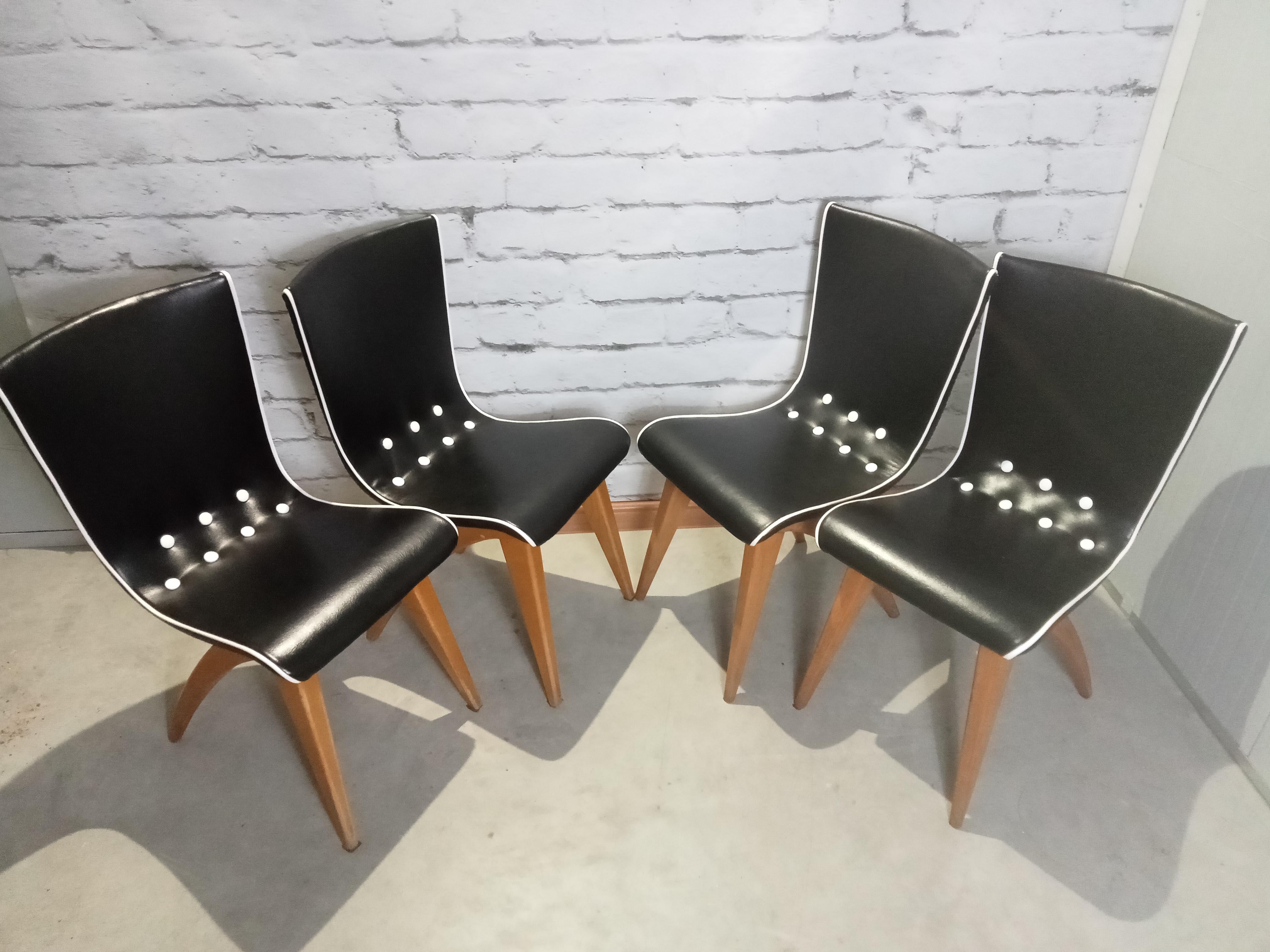 Swing Dining Chairs by G.J. Van Os for Van Os Culemborg, 1950's For Sale 1