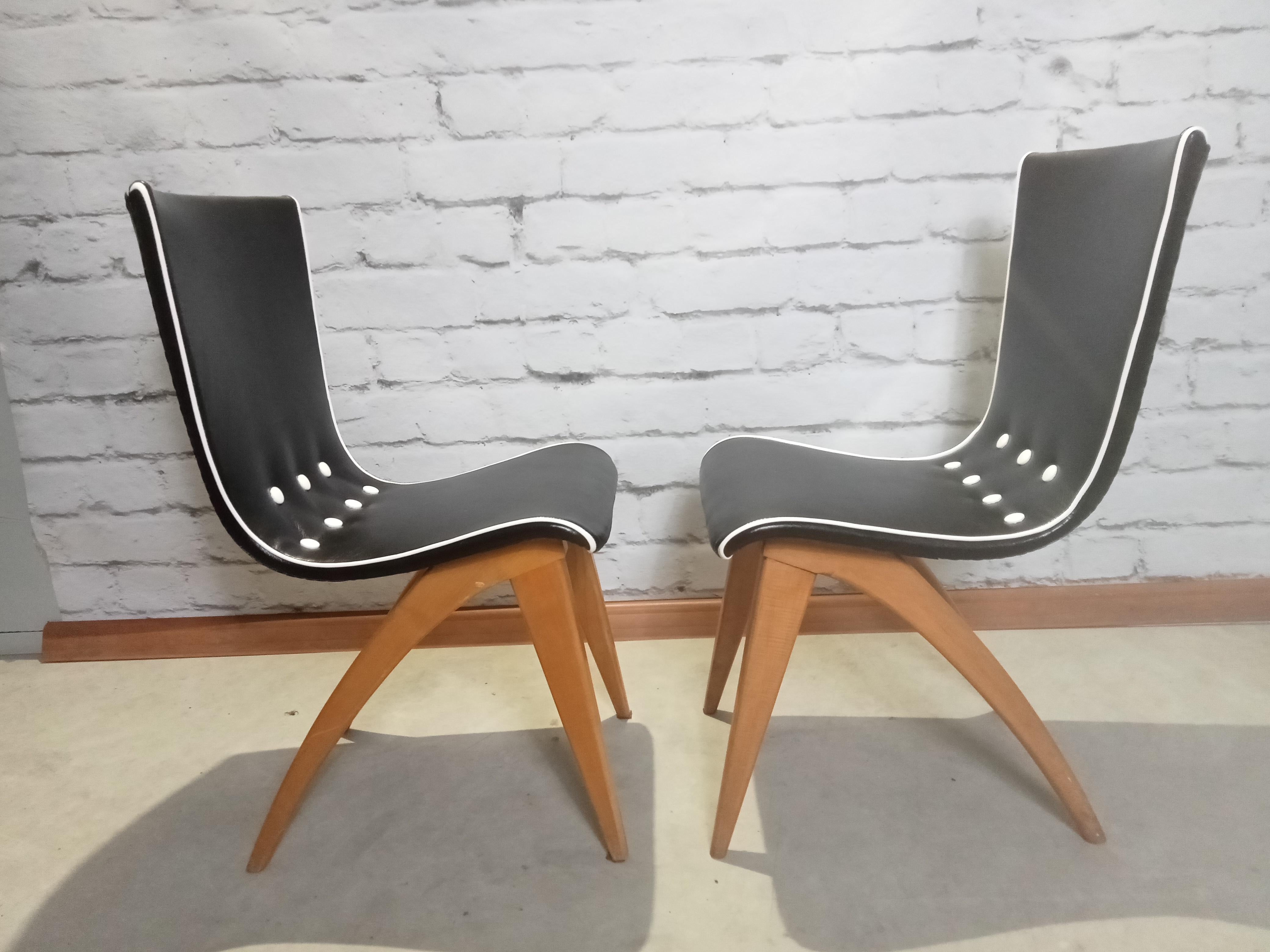 Mid-Century Modern Swing Dining Chairs by G.J. Van Os for Van Os Culemborg, 1950's For Sale