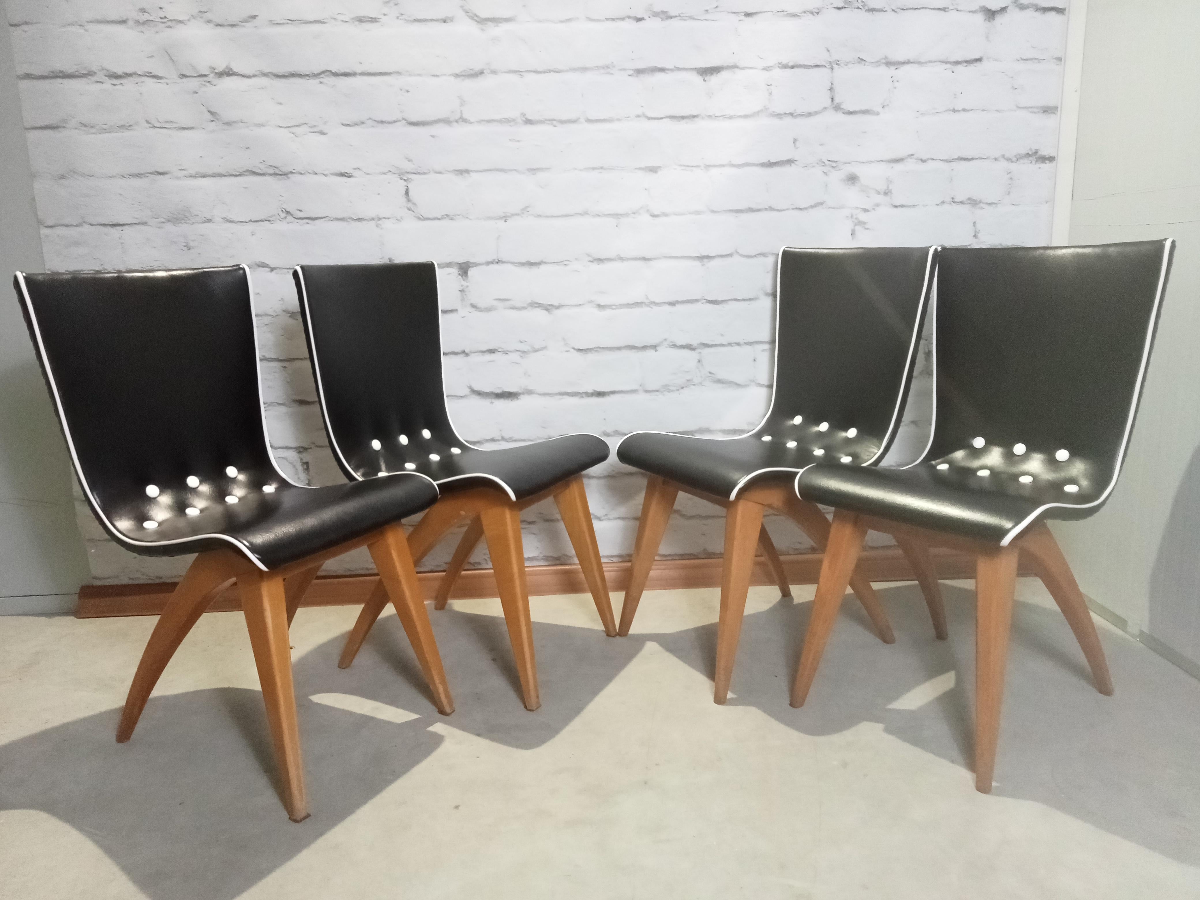 Swing Dining Chairs by G.J. Van Os for Van Os Culemborg, 1950's In Excellent Condition For Sale In Bunnik, NL