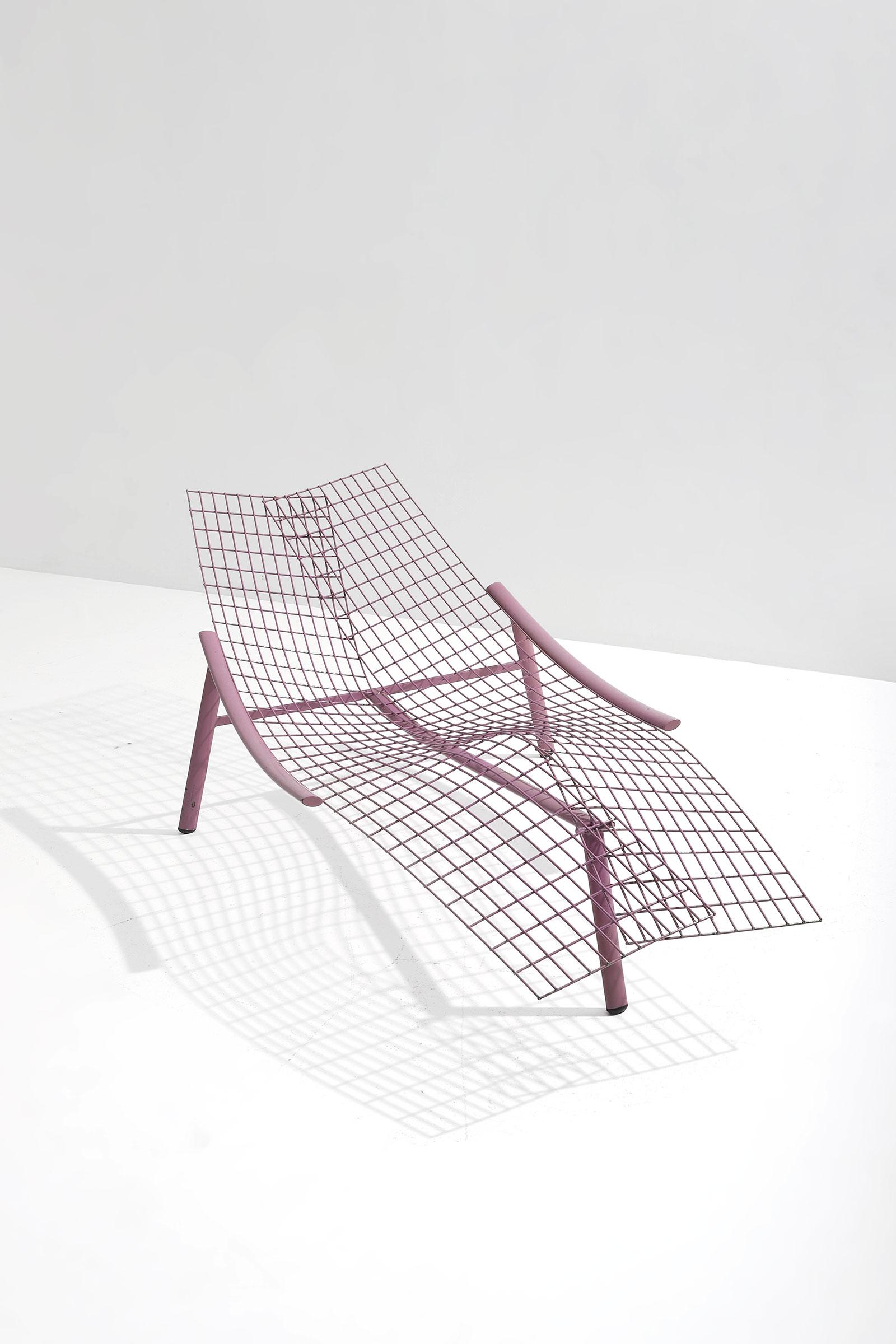 Metal Swing Lounge Chair by Giovanni Offredi for Saporiti, 1980s For Sale