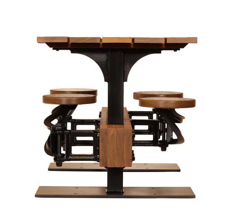 Swing-Out Seat Outdoor Cafe Table Set For Sale at 1stdibs
