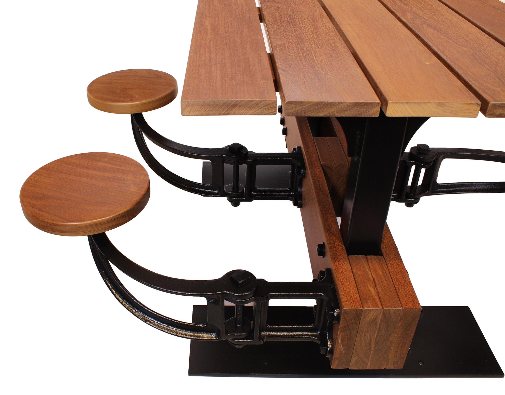 Mid-Century Modern Swing-Out Seat Outdoor Cafe Table Set For Sale