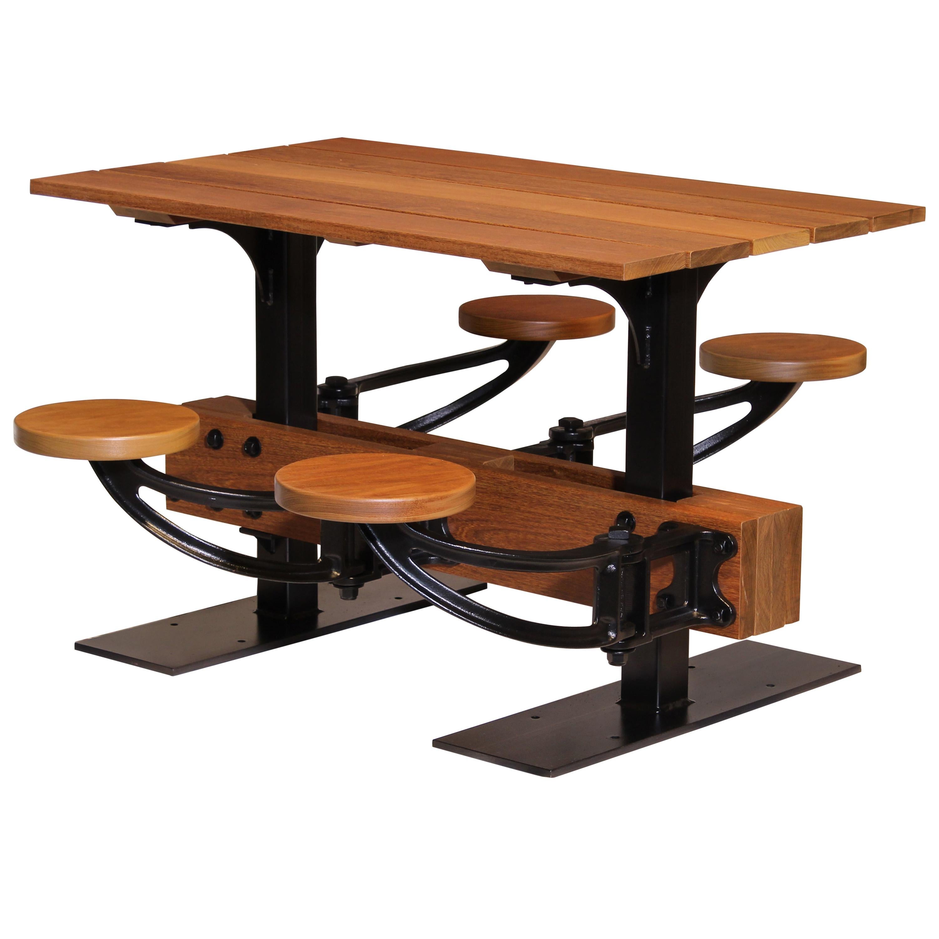 Swing-Out Seat Outdoor Cafe Table Set For Sale