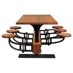 Tavolo Whiting con sedute in Oak Oak bianco - 6 posti a sedere, 9' di lunghezza