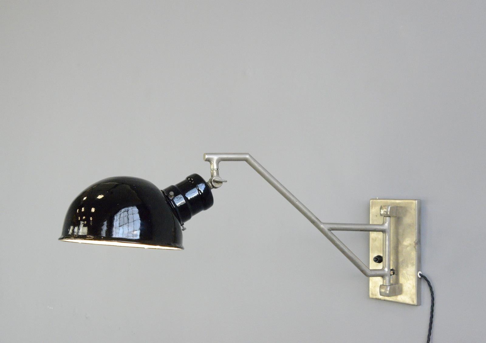 Enamel Swing Out Wall Lamp by Kugella, circa 1930s