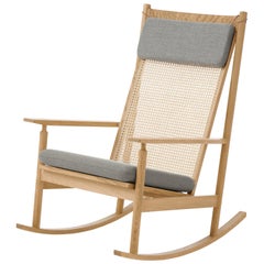 Swing Rocking Chair in Oak, by Hans Olsen from Warm Nordic Granite Upholstery Re