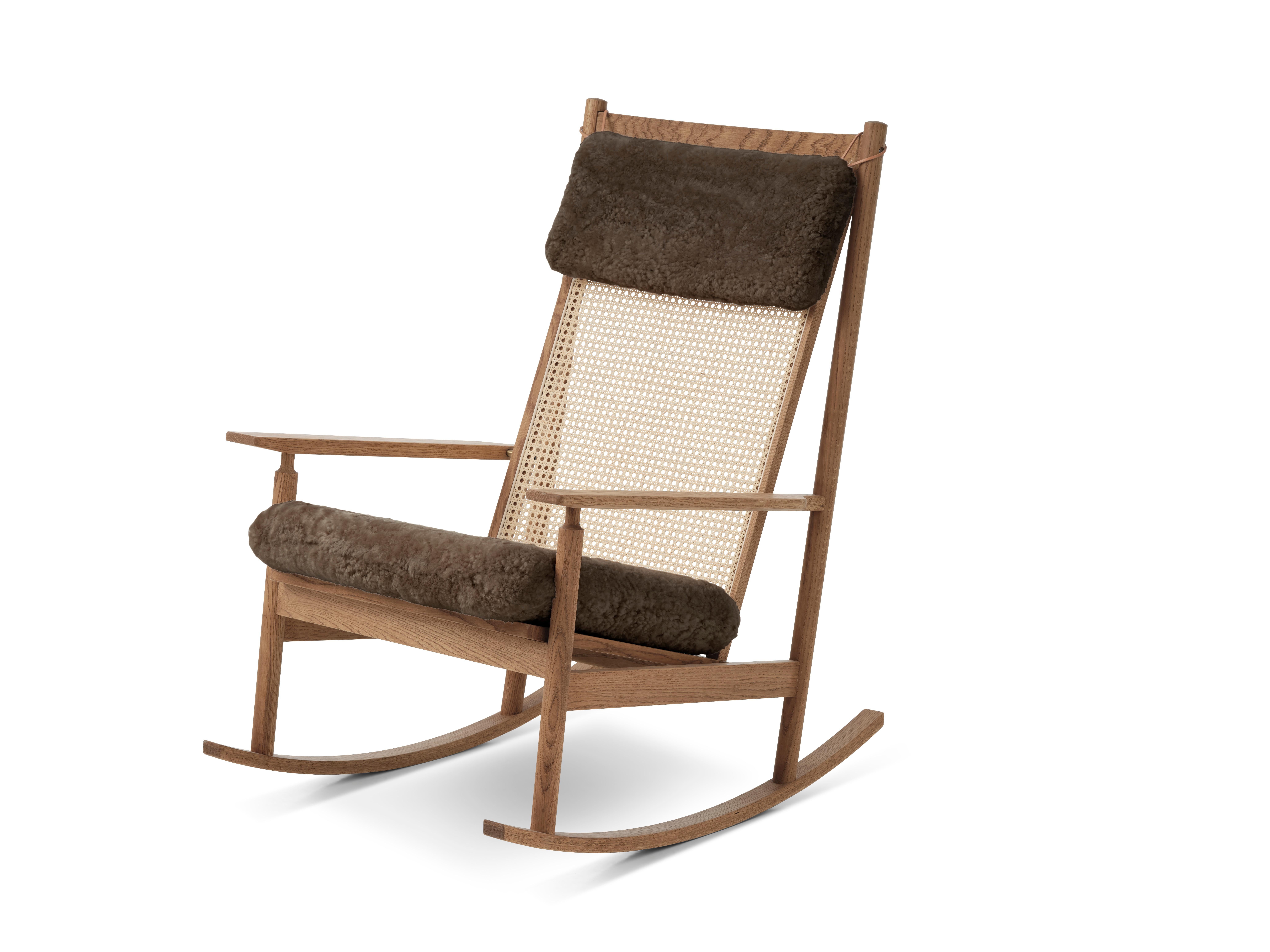Modern Swing Rocking Chair in Teak, by Hans Olsen from Warm Nordic Upholstery Drake  Sh For Sale