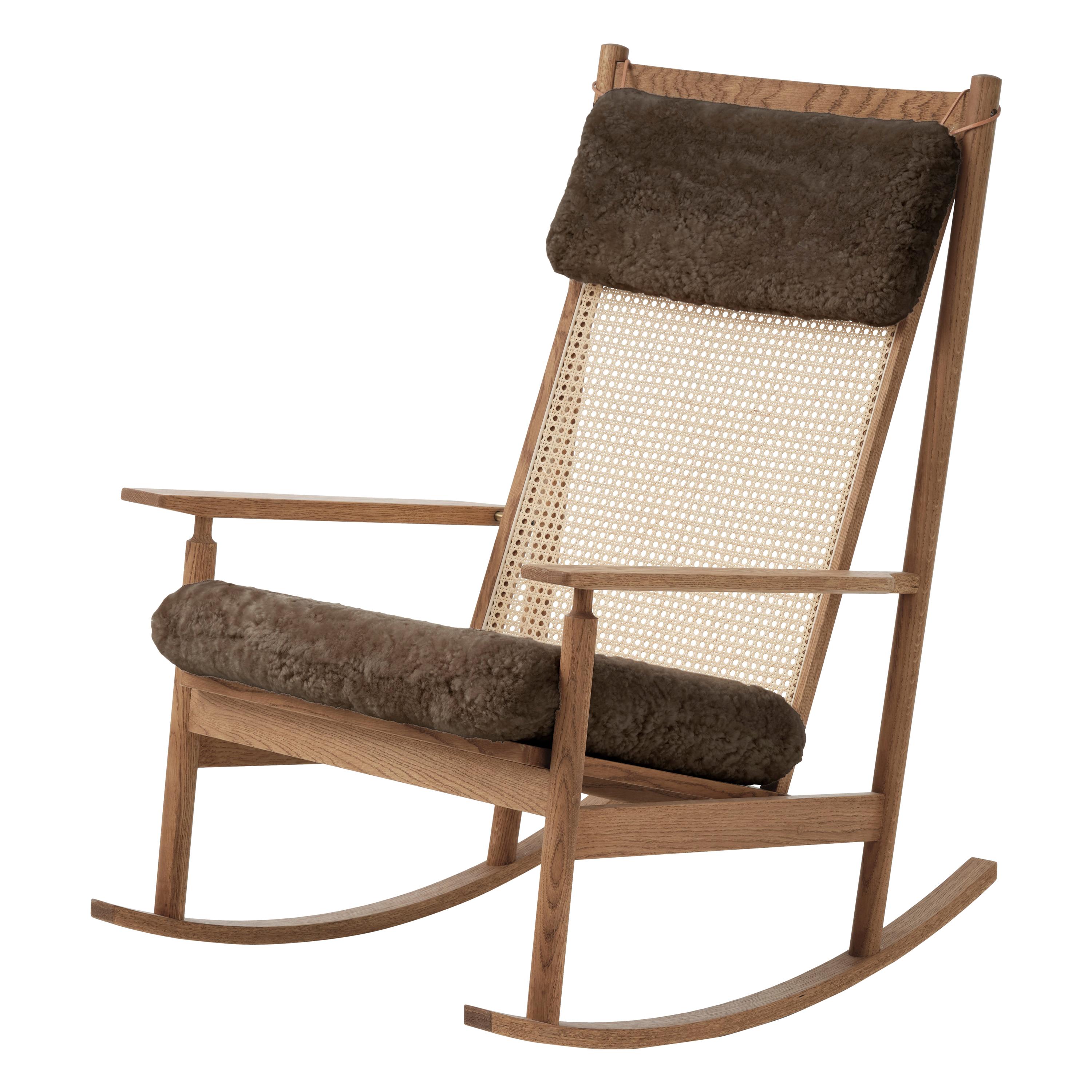 Swing Rocking Chair in Teak, by Hans Olsen from Warm Nordic Upholstery Drake  Sh For Sale
