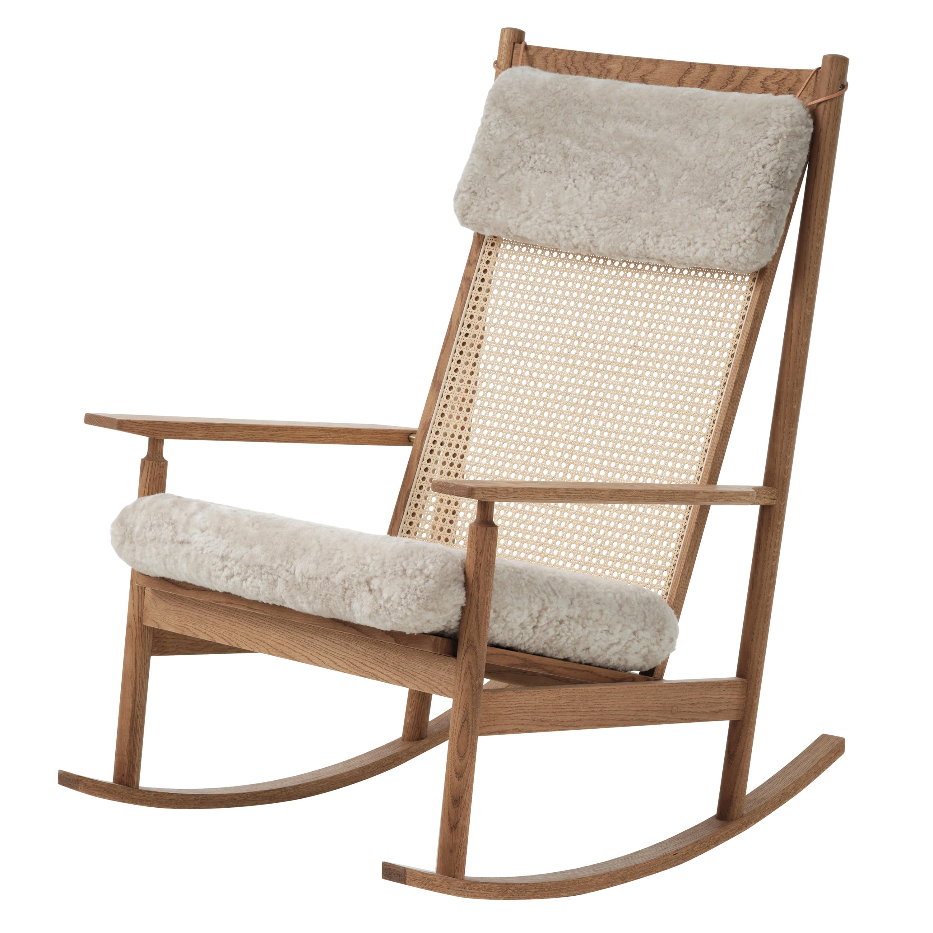 Swing Rocking Chair aus Teakholz, von Hans Olsen aus Warm Nordic Upholstery Moonlight im Angebot