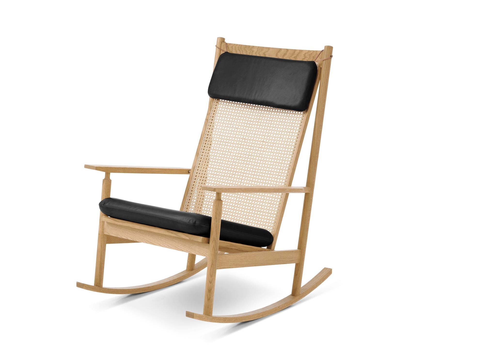 Swing Rocking Chair Nevada Oak, Black Leather by Warm Nordic For Sale at  1stDibs
