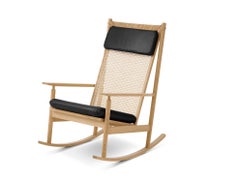 Swing Rocking Chair Nevada Oak, Black Leather by Warm Nordic