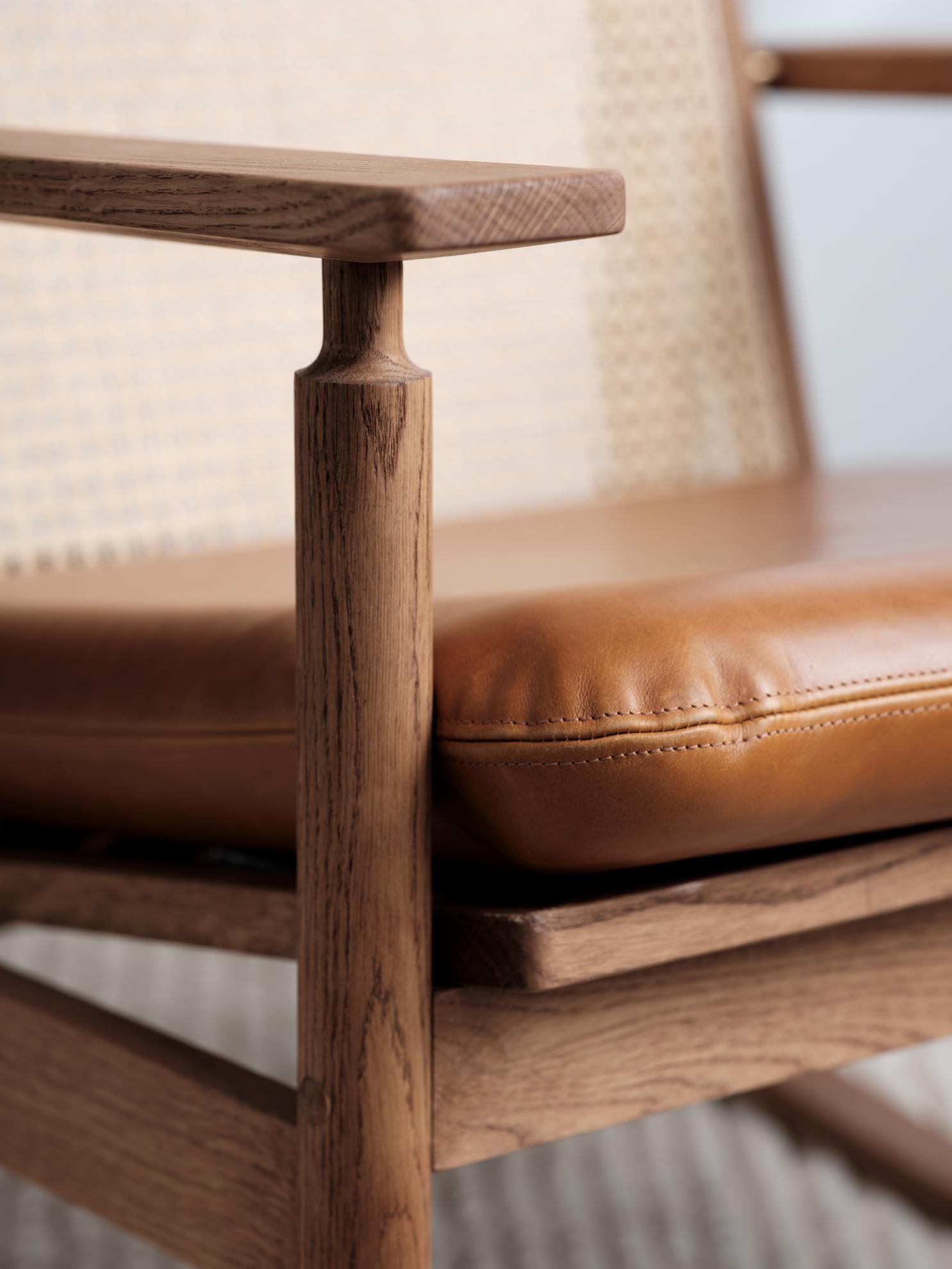 Danish Swing Rocking Chair Nevada Oak, Black Leather by Warm Nordic For Sale