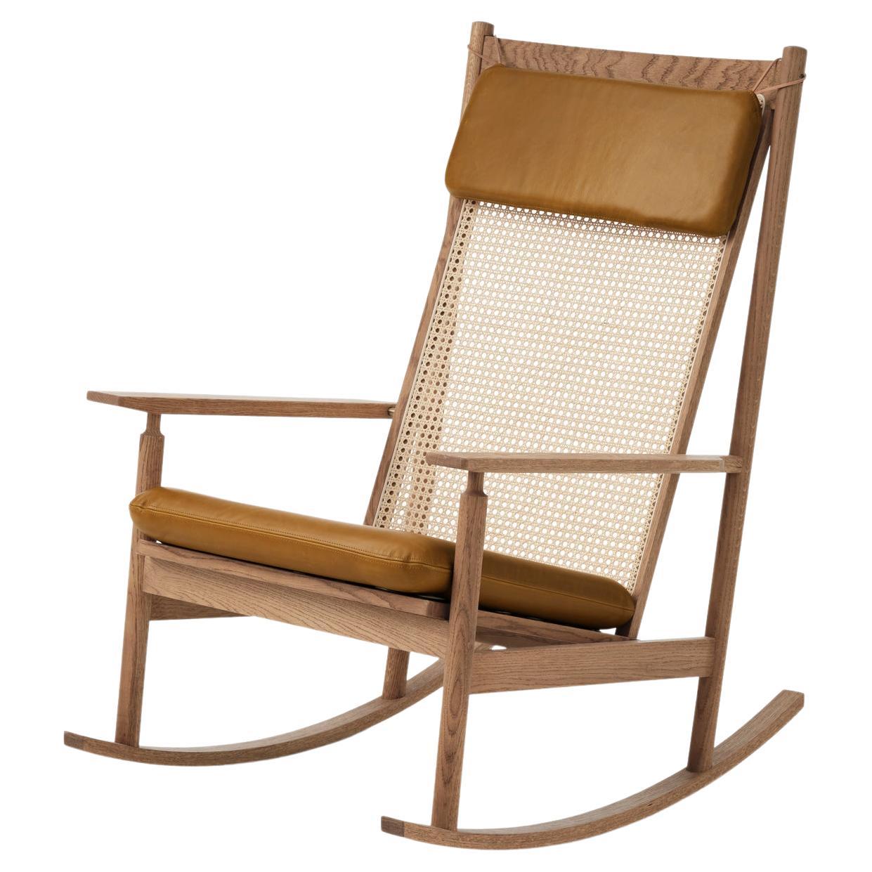 Swing Rocking Chair Nevada Teak Cognac by Warm Nordic For Sale