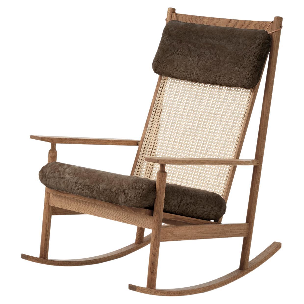 Swing Rocking Chair Sheepskin Teak Drake by Warm Nordic For Sale