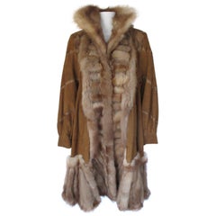 Swing Sable fur coat with brown soft Suede
