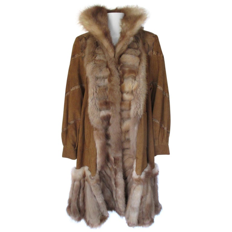 Swing Sable fur coat with brown soft Suede For Sale at 1stDibs