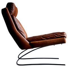 Fauteuil de salon Swing Slipper en cuir marron de Reinhold Adolf pour Cor, années 1960