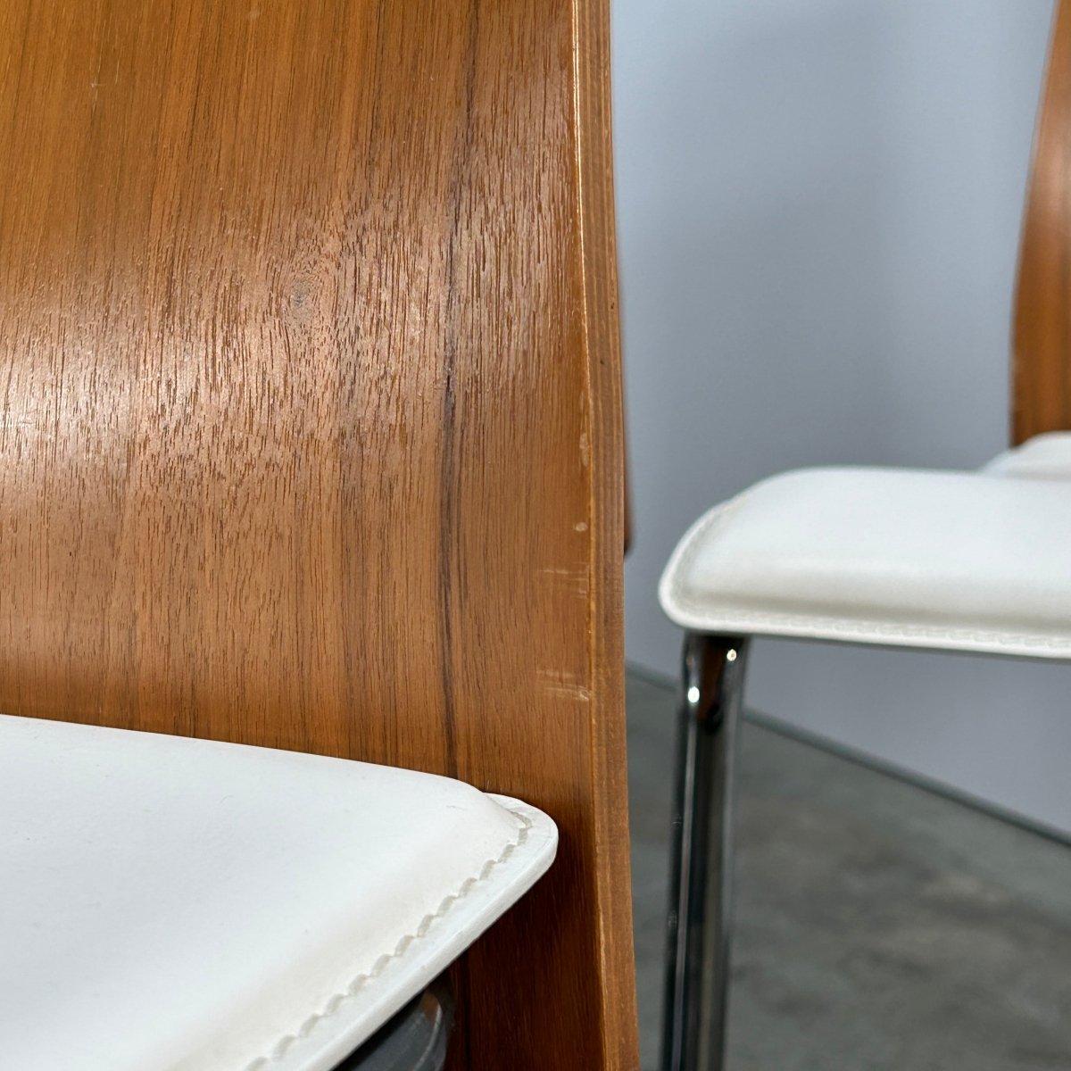 Swing-Stühle aus Nussbaumholz und Leder von Calligaris, achtteilig, Set im Angebot 1